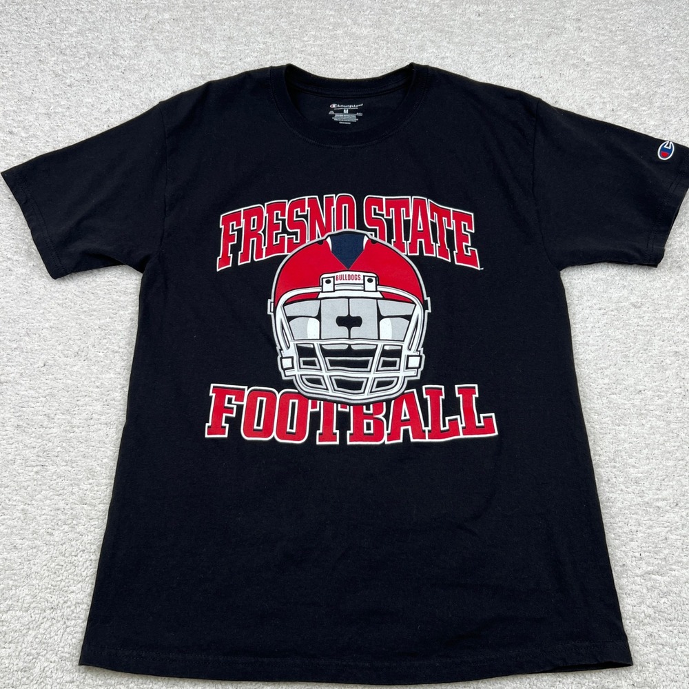 Champion Mens Fresno State Bulldogs Helmet Football Graphic T-Shirt Black Medium